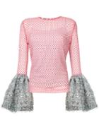 Jourden - Tulle Blouse - Women - Polyamide/polyester - 40, Red, Polyamide/polyester
