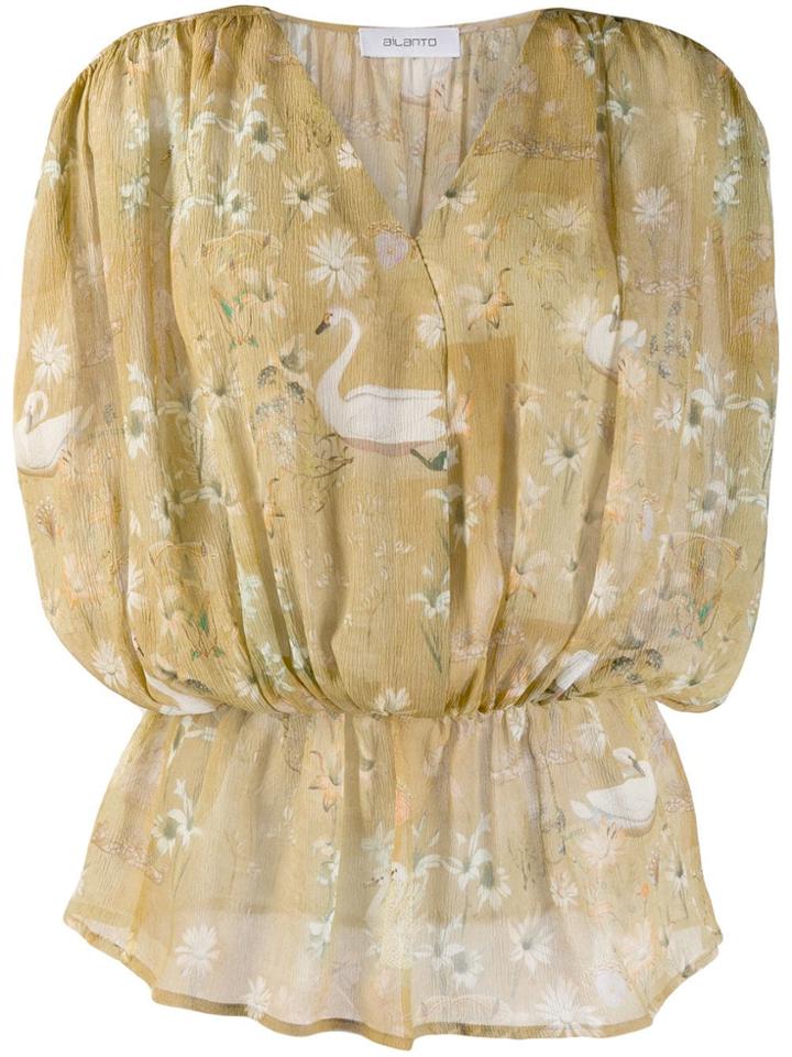 Ailanto Swan Print Blouse - Green