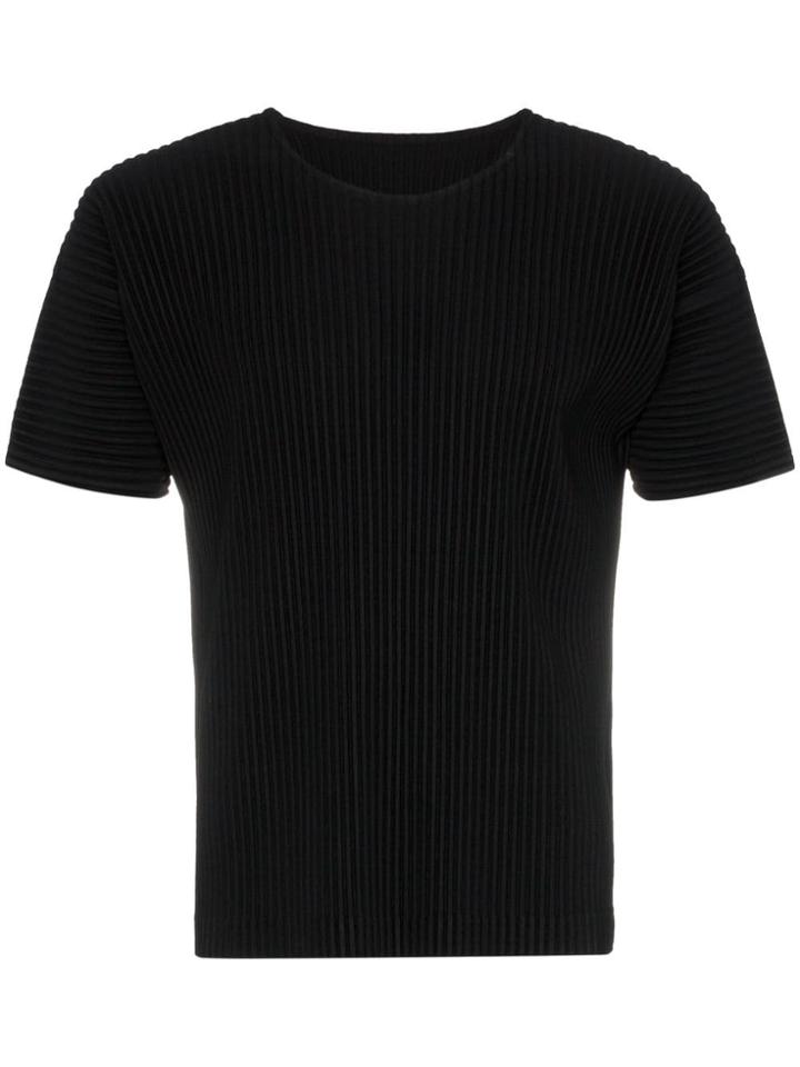 Homme Plissé Issey Miyake Black Pleated Short Sleeved T-shirt