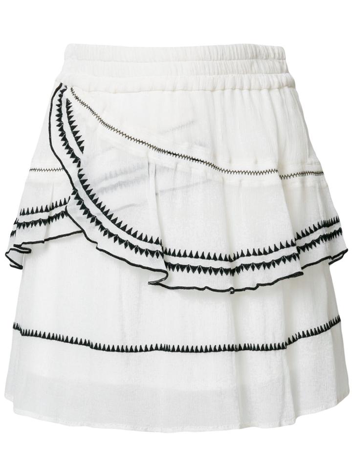 Iro Embroidered Layered Skirt - White