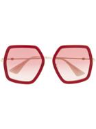 Gucci Eyewear Oversized Thick Frame Sunglasses - Red