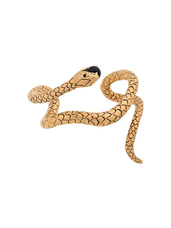 Saint Laurent Snake Engraved Arm Cuff - Metallic