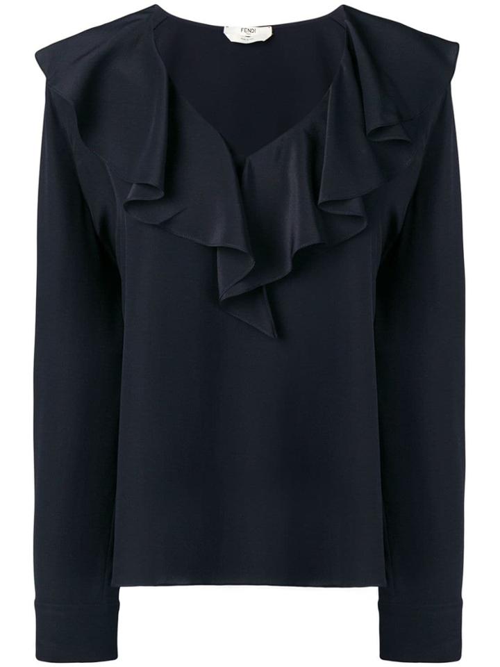 Fendi Ruffle Detail Blouse - Black