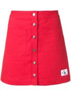 Calvin Klein Jeans Button Up Mini Skirt - Red