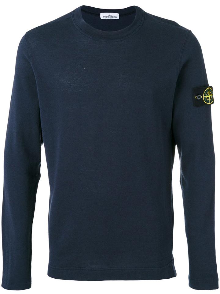 Stone Island - Embroidered Logo Sweatshirt - Men - Cotton/linen/flax - Xxl, Blue, Cotton/linen/flax