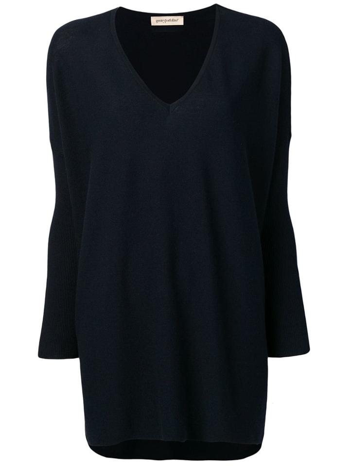 Gentry Portofino Fine Knit Oversized Sweater - Blue