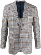 Kiton Single-breasted Houndstooth Blazer - Blue