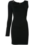 Balmain One-shoulder Lace-up Eyelet Dress - Black