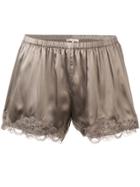 Gold Hawk Lace Hem Shorts - Grey