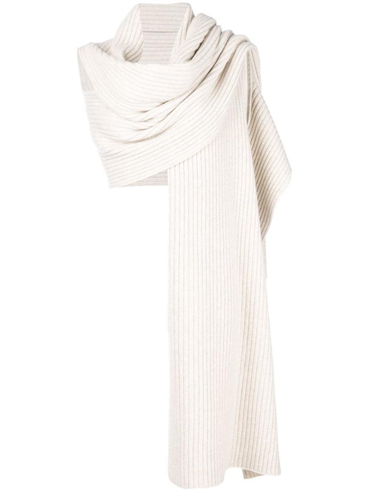 Pringle Of Scotland Ribbed Wrap Scarf - Nude & Neutrals