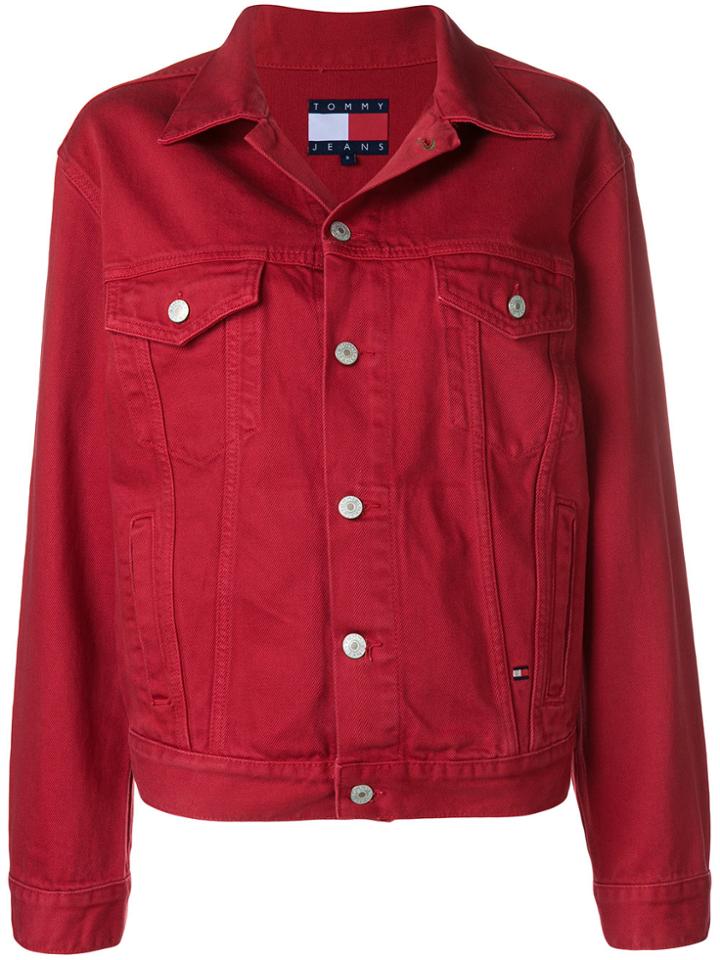 Tommy Jeans Rear Logo Denim Jacket - Red