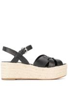 Prada 65mm Wedge Espadrille Sandals - Black