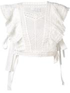 Zimmermann Thea Ruffle Crop Top - White