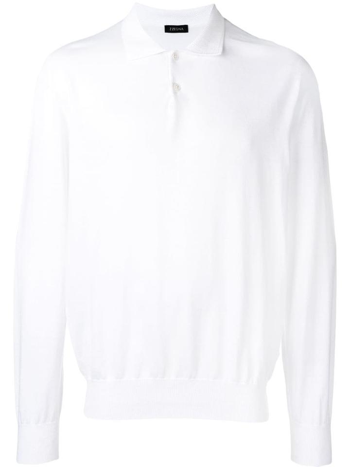 Z Zegna Long Sleeve Polo Top - White