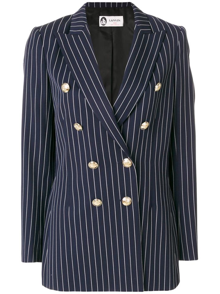 Lanvin Double-breasted Striped Blazer - Blue