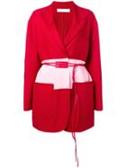 Victoria Beckham Colour-block Belted Coat - Red