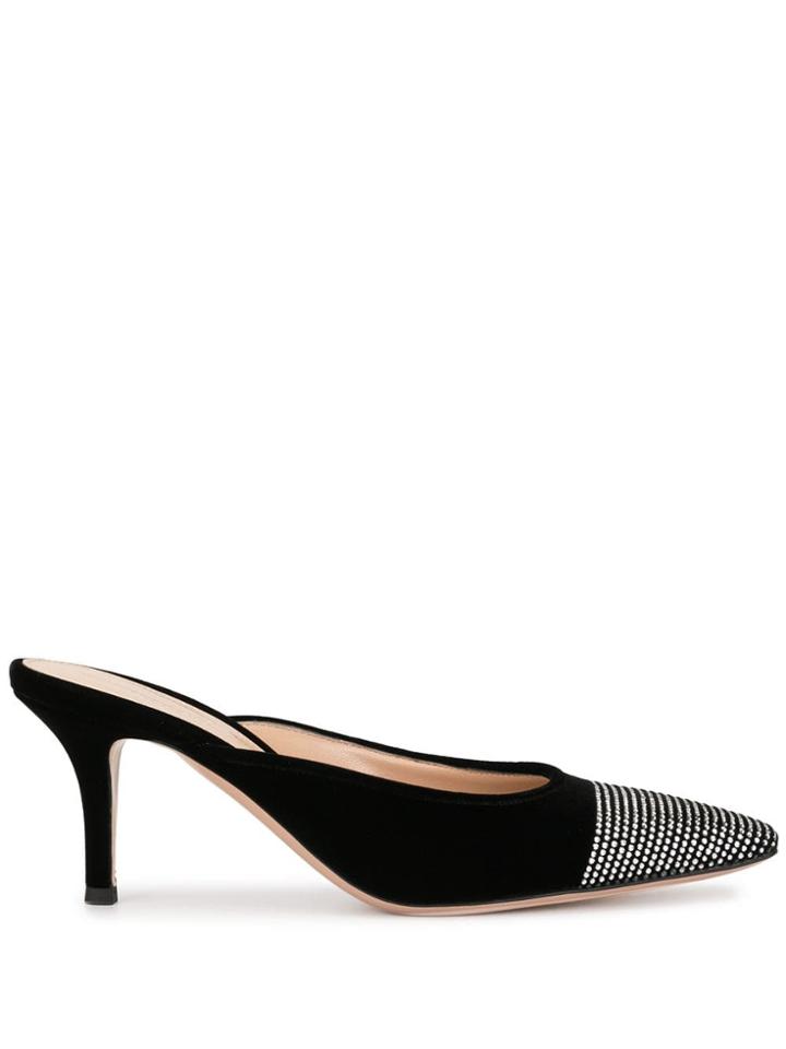 Gianvito Rossi Studded Square-toe Mules - Black