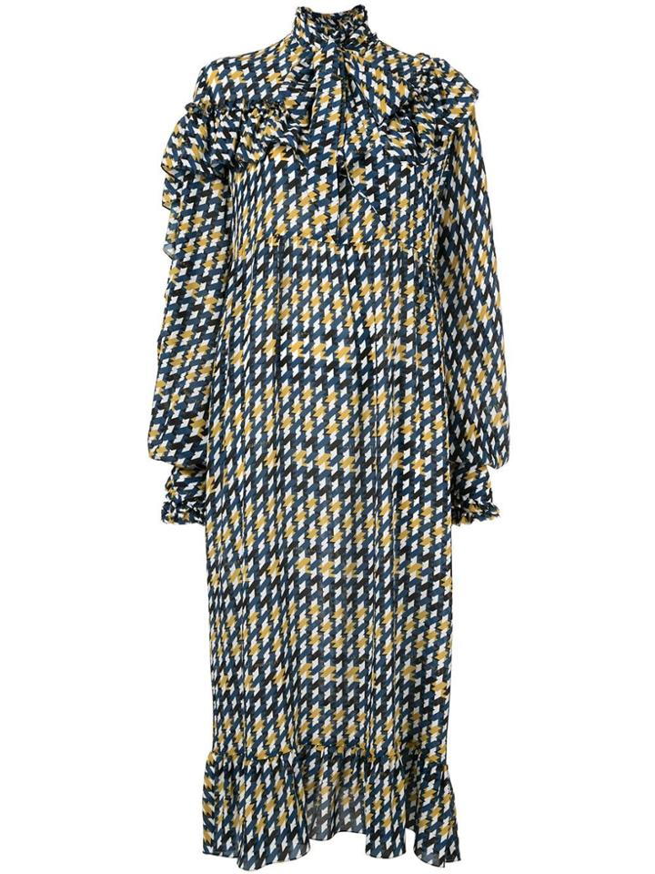 Rokh Patterned Midi Dress - Blue