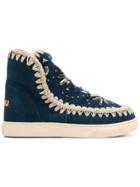 Mou Embroidered Trim Chunky Sole Boots - Blue