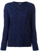 Polo Ralph Lauren Cable Knit Jumper, Women's, Size: Xs, Blue, Cotton