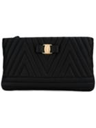Salvatore Ferragamo Quilted Leather Clutch Bag, Women's, Black, Leather/metal (other)