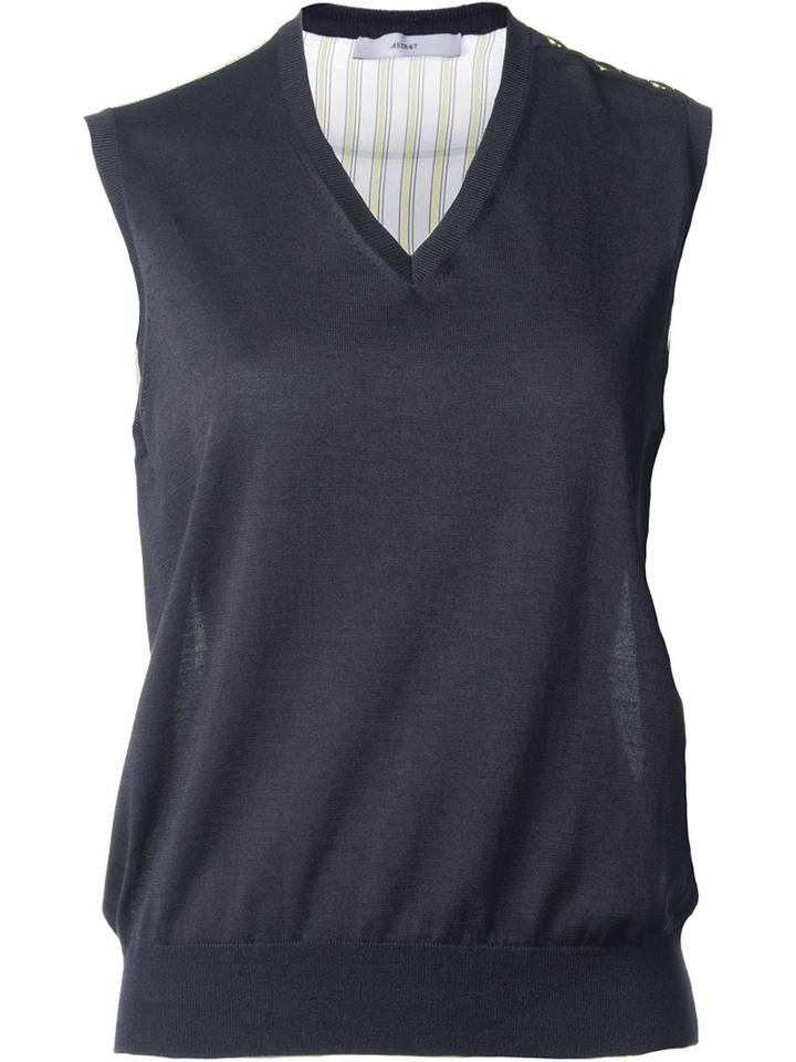 Astraet Shoulder Button Detail Contrast Back Tank Top