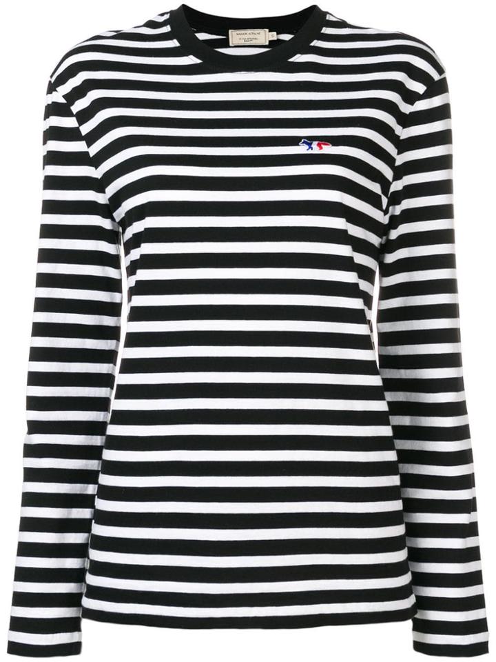 Maison Kitsuné Striped Longsleeved T-shirt - Black
