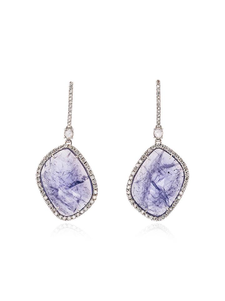 Kimberly Mcdonald Purple And White Gold Quartz And Diamond Earrings -