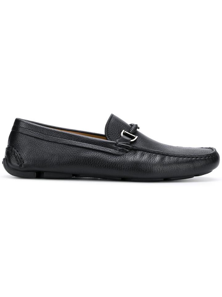 Giorgio Armani Logo Pendant Loafers - Black