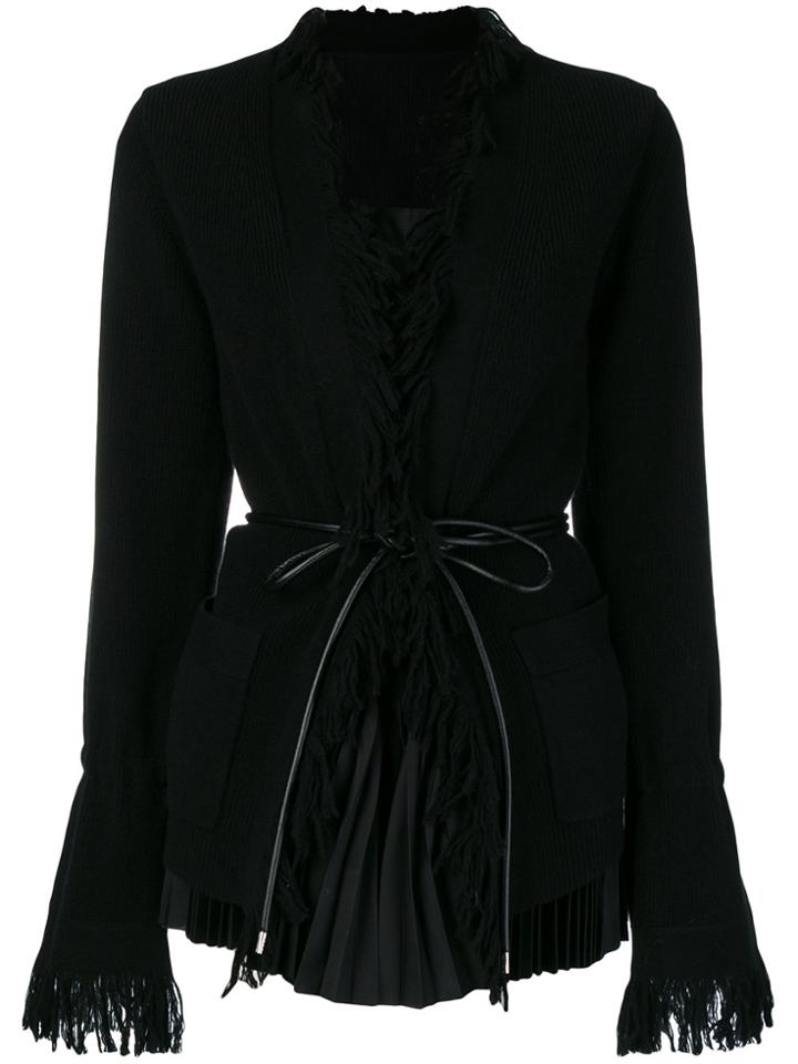 Sacai Fringed Layered Cardigan - Black