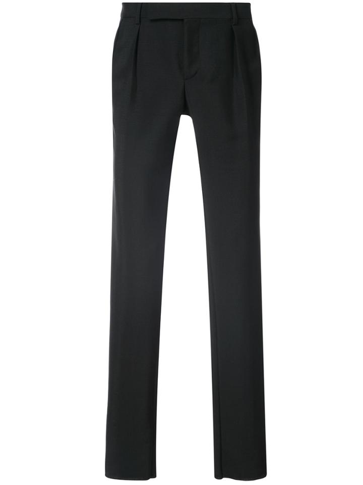 Saint Laurent Low Waisted Pleated Trousers - Black