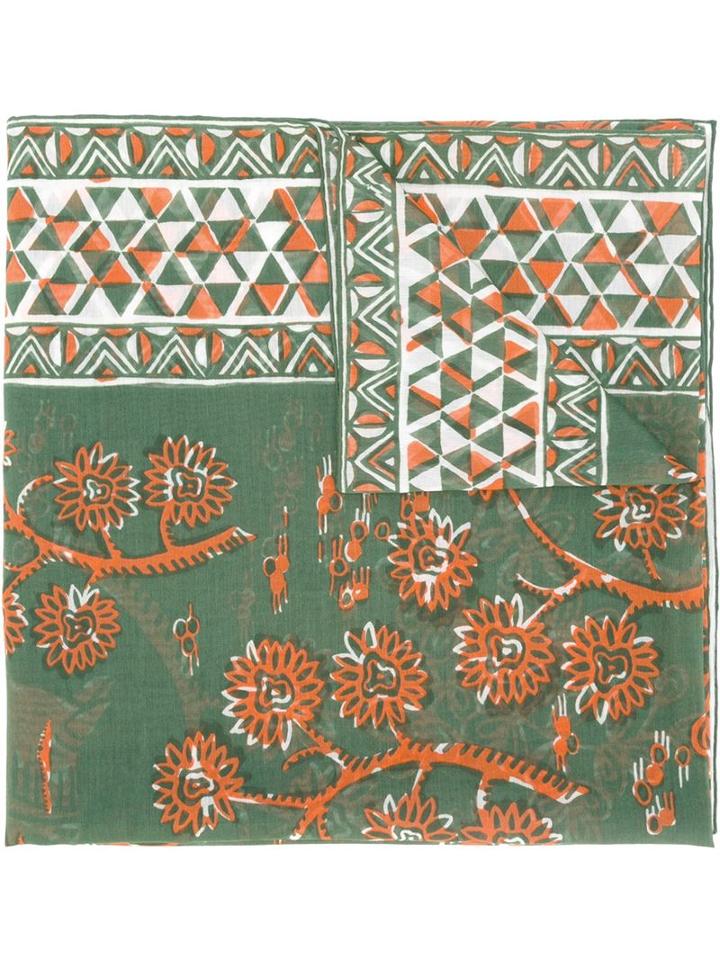 Valentino Rhino Print Square Scarf, Women's, Green, Cotton/silk