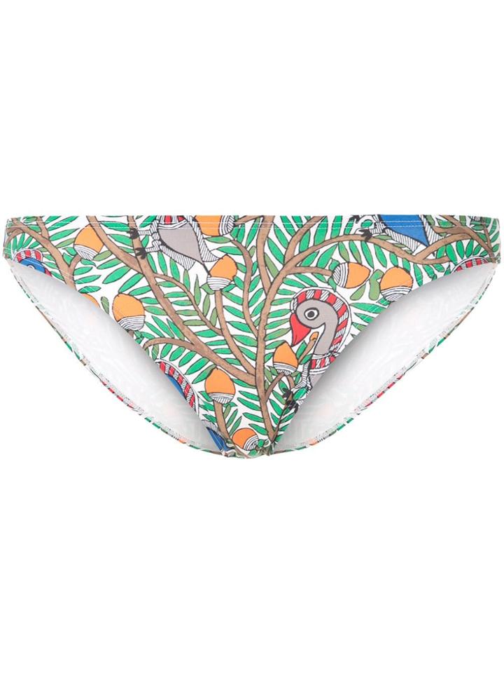 Tory Burch Printed Hipster Bikini Bottoms - White