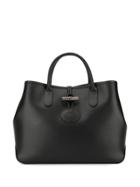 Longchamp Logo Embossed Tote Bag - Black