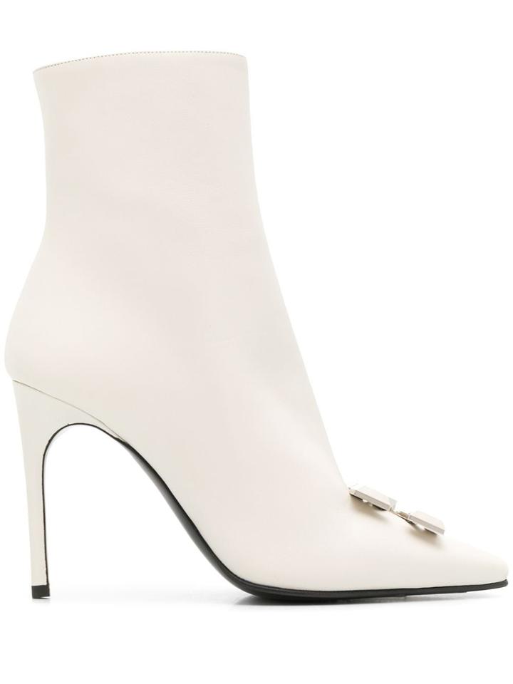 Off-white Arrow Logo Plaque Boots - Neutrals