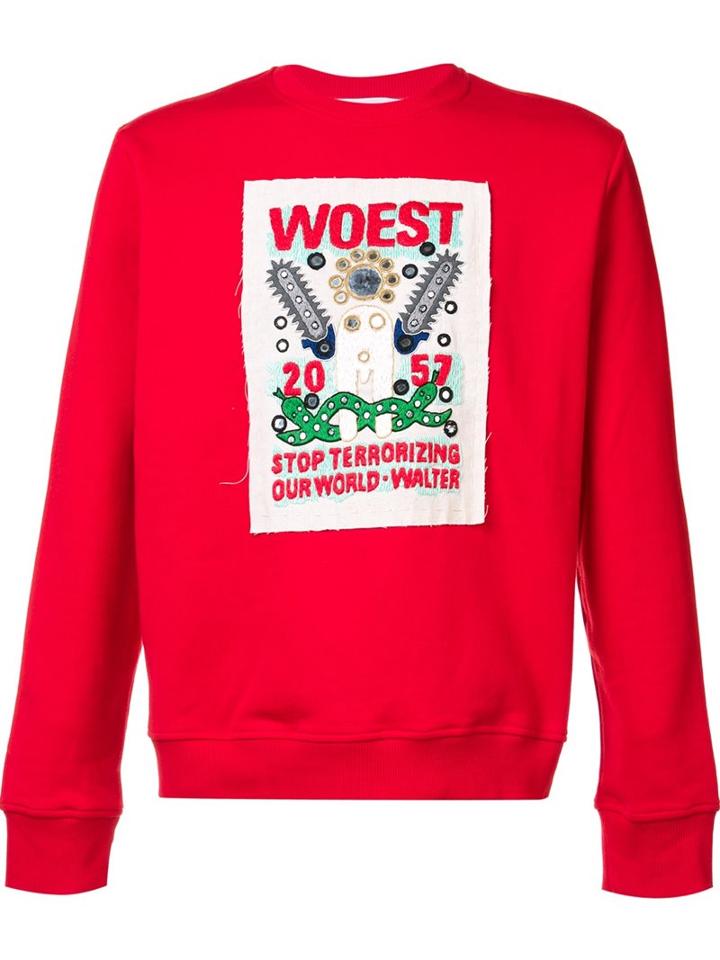 Walter Van Beirendonck 'woest' Print Sweatshirt, Men's, Size: Medium, Red, Cotton