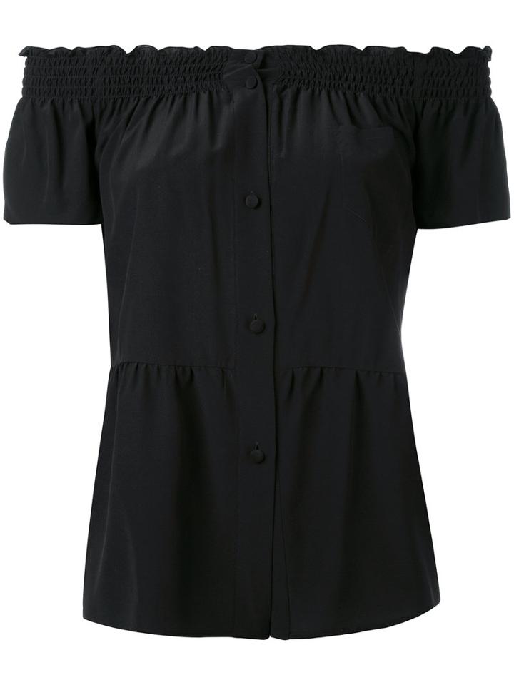 Red Valentino - Pleated Blouse - Women - Silk - 44, Black, Silk