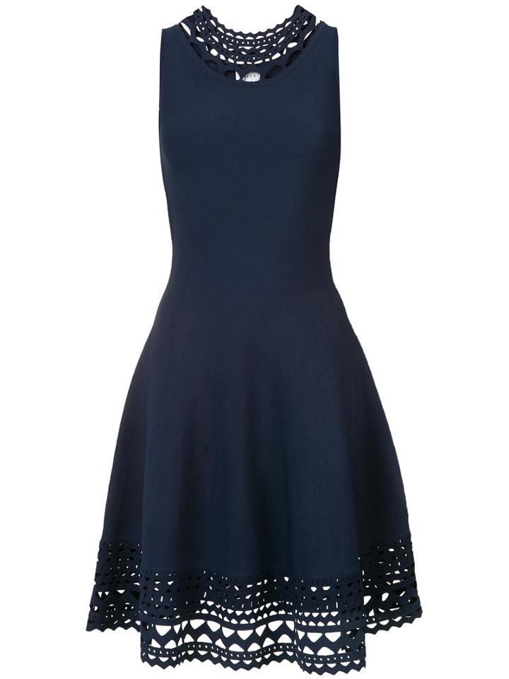 Milly - Flared Cut Out Dress - Women - Polyester/viscose - L, Blue, Polyester/viscose