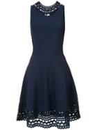 Milly - Flared Cut Out Dress - Women - Polyester/viscose - L, Blue, Polyester/viscose