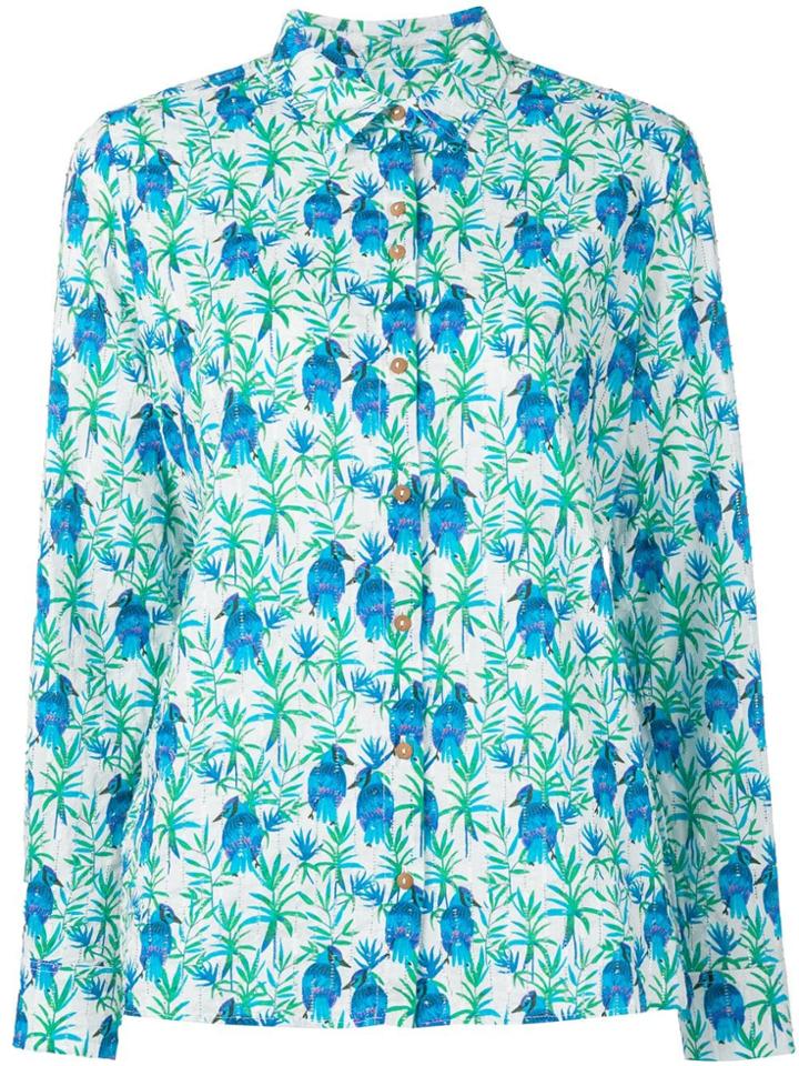 Cotélac Bird Print Shirt - White