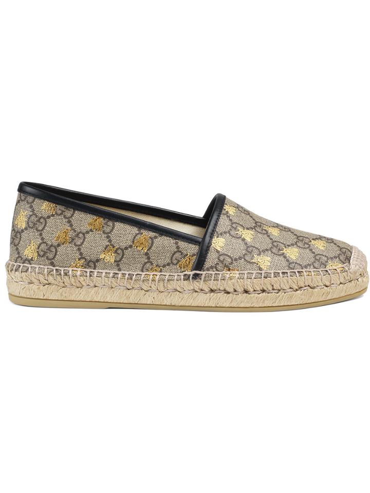 Gucci Gg Supreme Bees Espadrille - Brown