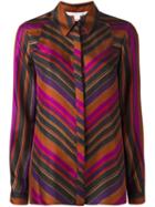 Diane Von Furstenberg Striped Shirt, Women's, Size: 10, Purple, Silk