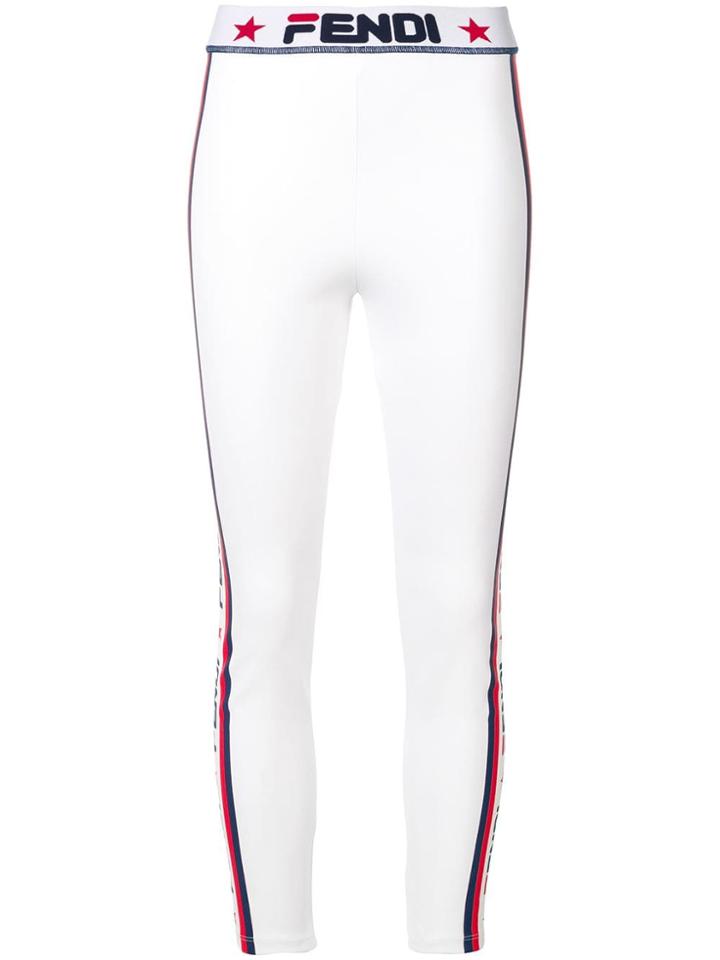 Fendi Cropped Logo Leggings - White