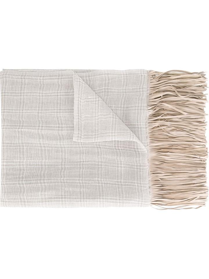 Woolrich Fringed Scarf, Adult Unisex, Nude/neutrals, Linen/flax/viscose