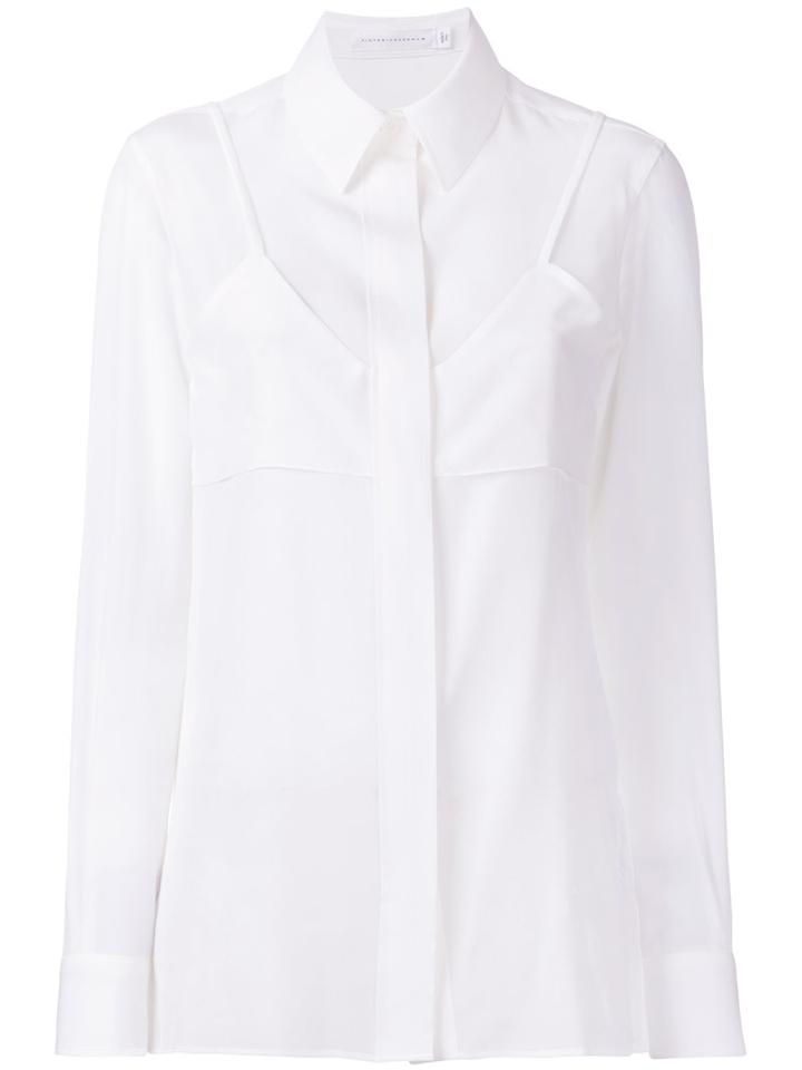 Victoria Beckham Double Layer Shirt, Women's, Size: 10, White, Silk