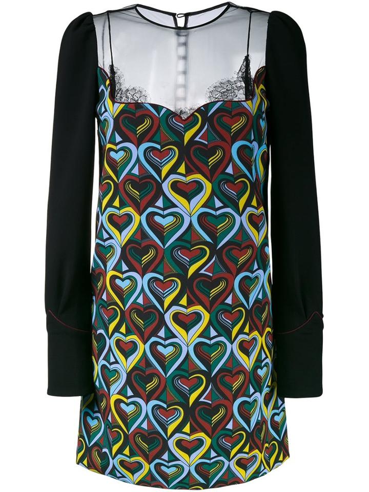 Mary Katrantzou Sheer Panel Heart Print Dress