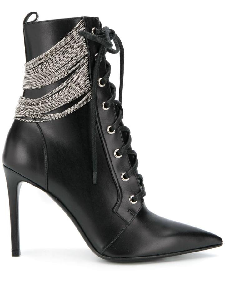 Balmain Silver-tone Chain Boots - Black