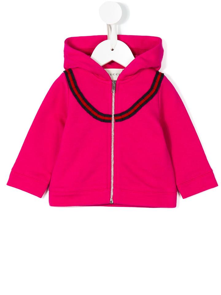 Gucci Kids - Gg Web Hooded Sweatshirt - Kids - Cotton/viscose - 9-12 Mth, Pink/purple