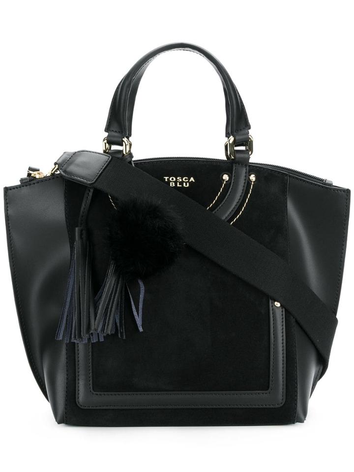 Tosca Blu Tassel Trim Tote Bag - Black
