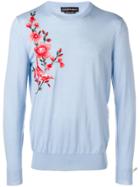 Alexander Mcqueen Embroidered Flower Jumper - Blue